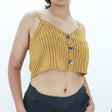 Image for Women's Striped Crop Top,Camel