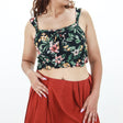 Image for Women's Floral Crop Top,Black