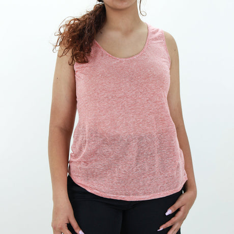 Image for Women's Striped Sleeveless Top,White/Brick