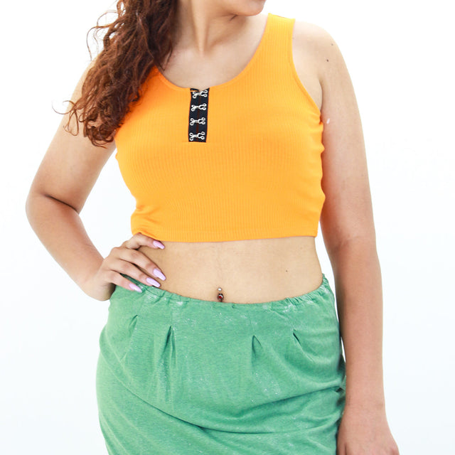 Image for Women's Ribbed Crop Top,Orange