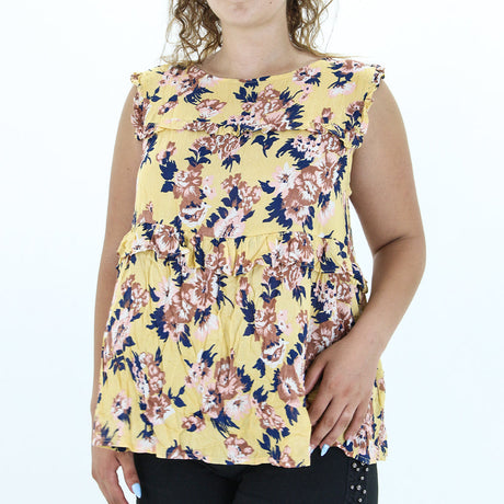 Image for Women's Ruffled Floral Top,Yellow