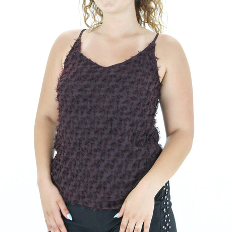 Image for Women's Fringe-Trim Sleeveless Top,Burgundy