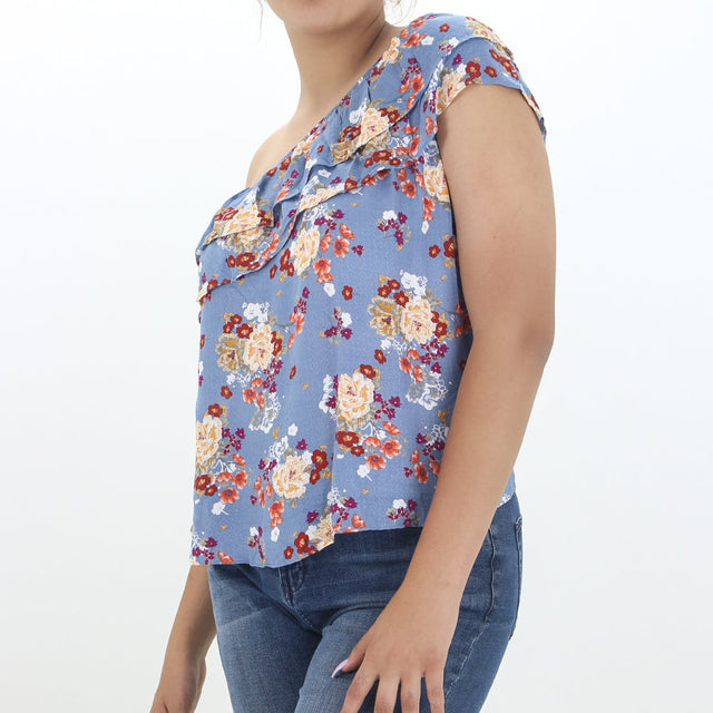 Image for Women's Floral Printed Top,Blue