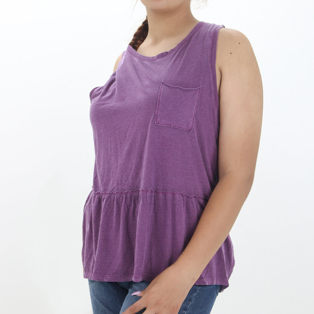 Image for Women's Ruffle Pocketed Top,Purple