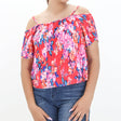 Image for Women's Wavy Floral Top,Red