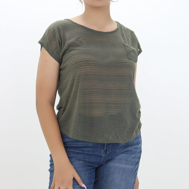 Image for Women's Ribbed Pocketed Top,Olive