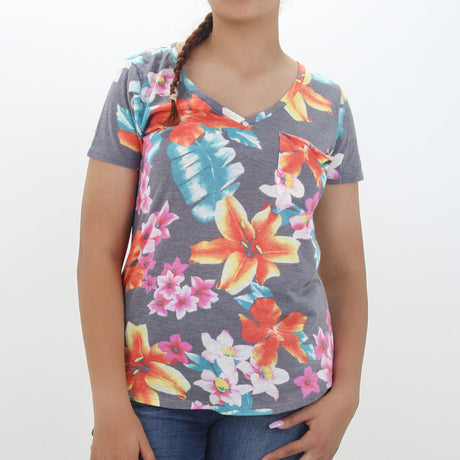 Image for Women's Floral Print Top,Grey