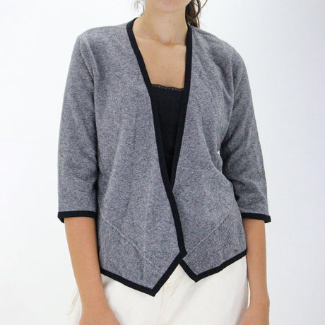 Image for Women's Plaid Sweat Cardigan,Grey