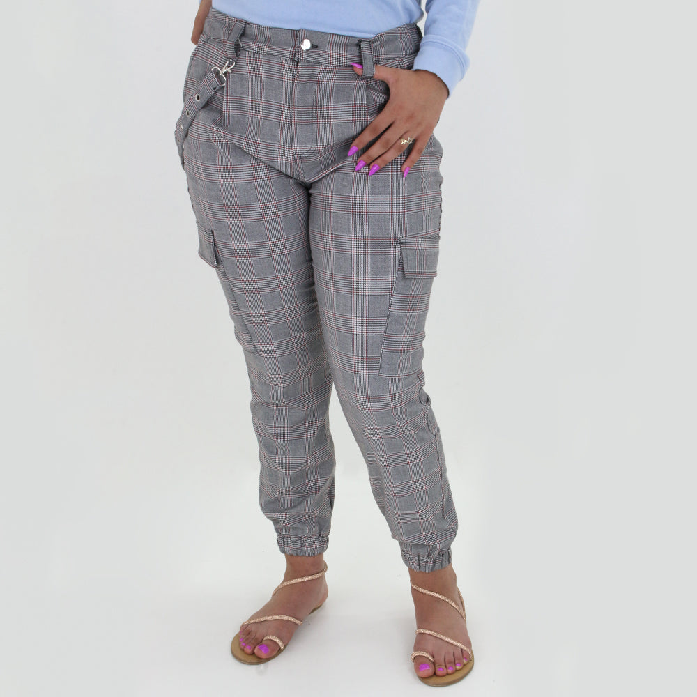 Image for Women's Gingham Casual Pant,Grey