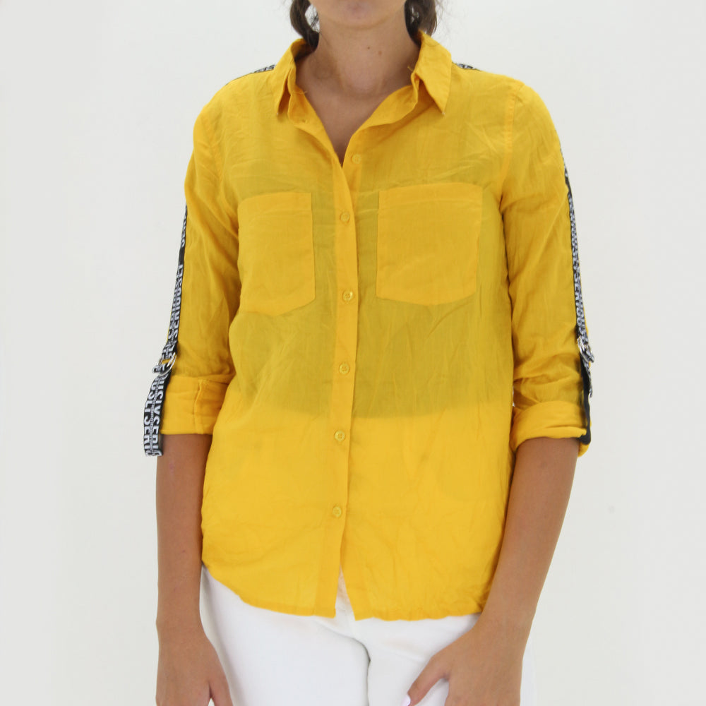 Image for Women's Strappy-Sleeve Casual Top,Yellow