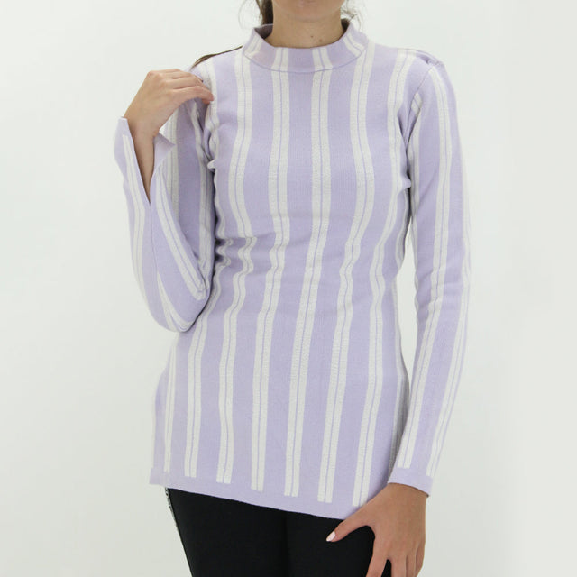 Image for Women's Striped Sweaters,Light Purple