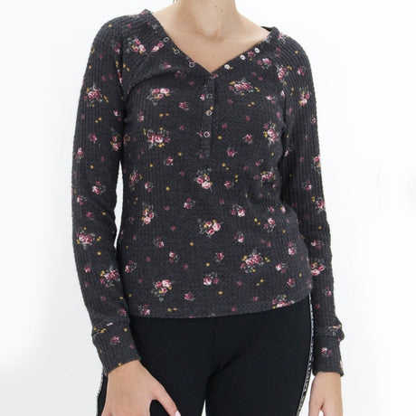 Image for Women's Floral Printed Sweaters,Dark Grey