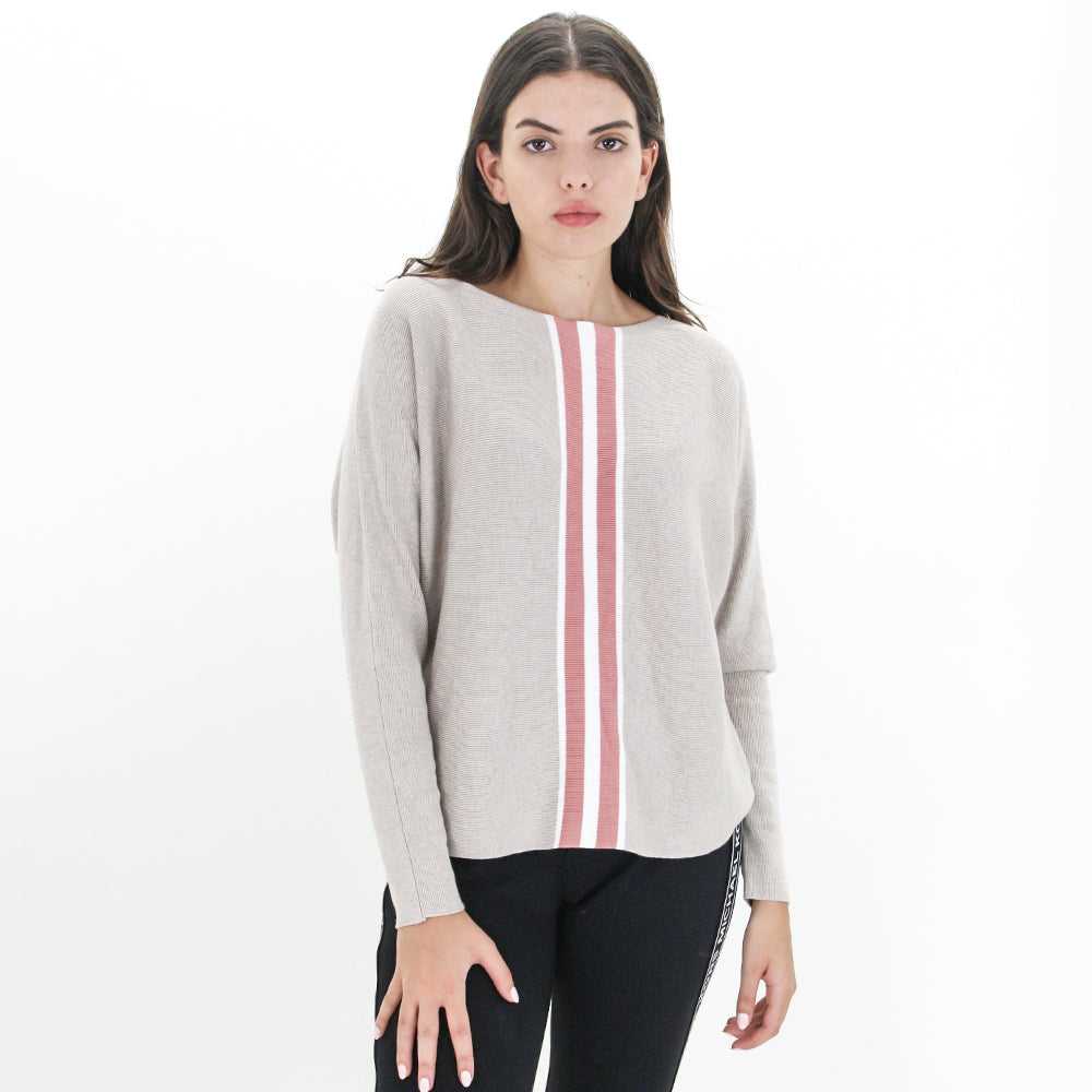 Image for Women's Striped Sweaters,Beige