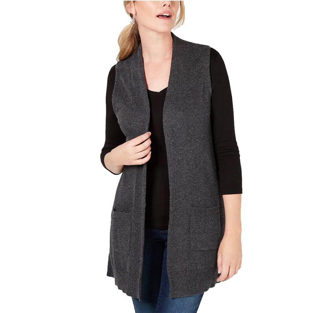 Image for Women's Open-Front Sweater Vest,Dark Grey