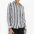 Image for Women's Striped Button-Closure Top,White/Black