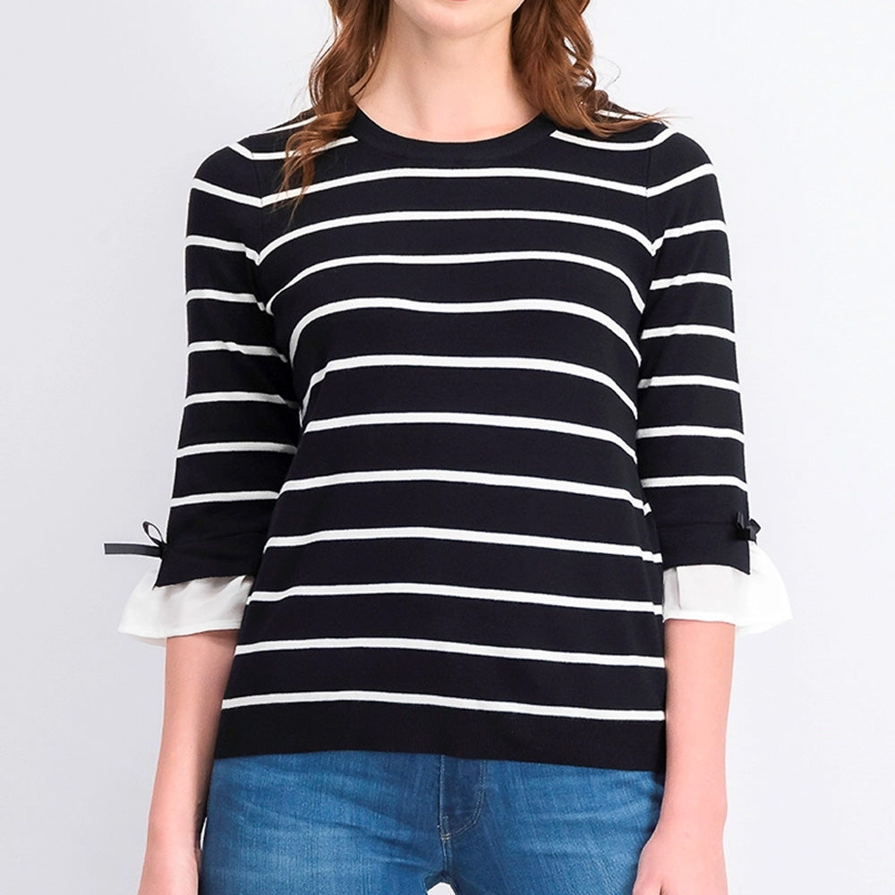 White sweater with hot sale black trim