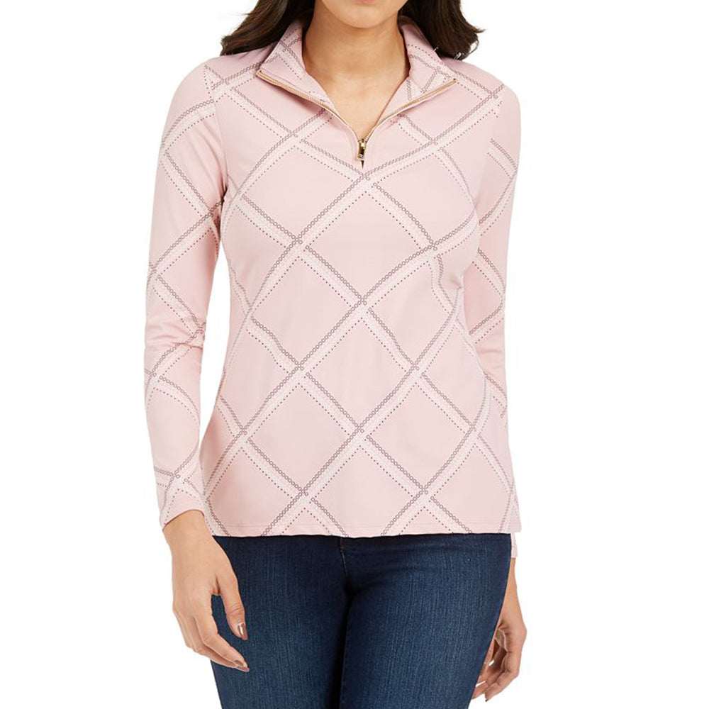 Image for Women's Printed Mock-Neck Top,Pink