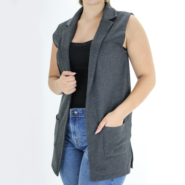 Image for Women's Sleeveless Plain Vest,Dark Grey