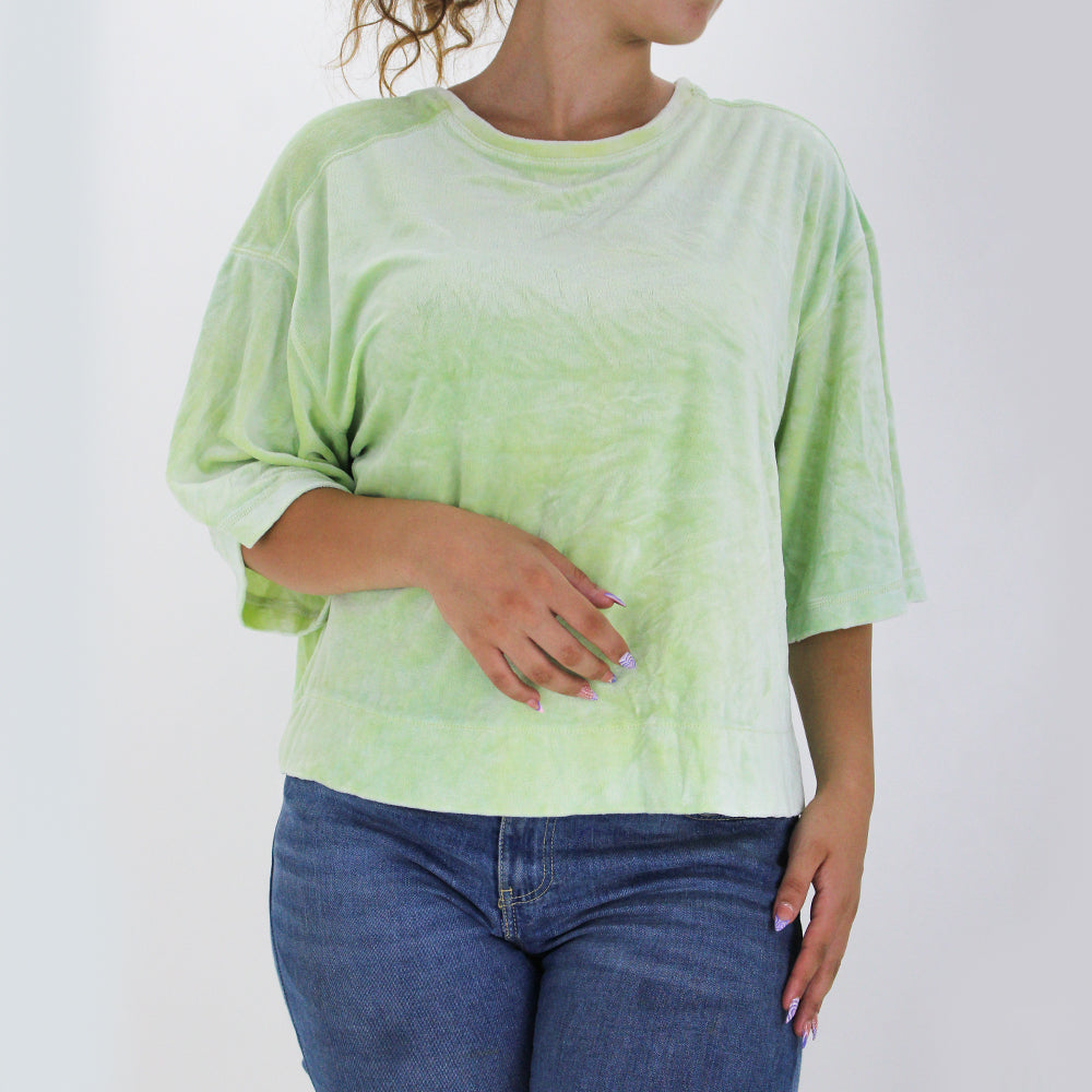 Image for Women's Oversized Short-Sleeve Sweater,Light Green