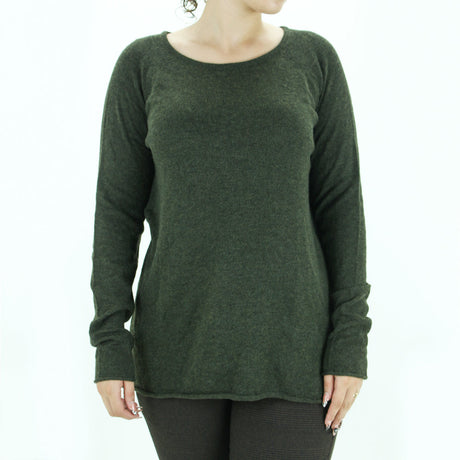 Image for Women's Jewel-Neck Plain Sweater,Olive