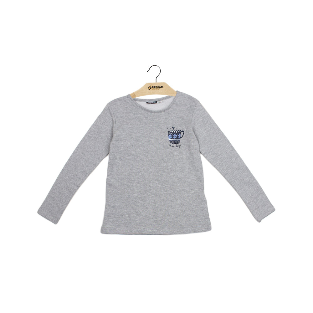 Image for Kids Girl Long-Sleeve Graphic Sweater,Light Grey