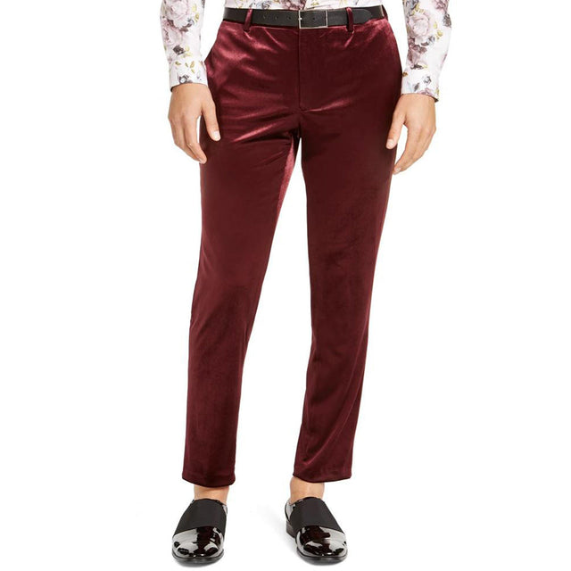 Image for Men's Slim-Fit Shiny Velvet Pant,Burgundy