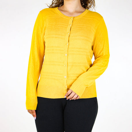 Image for Women's Textured Cardigan Sweater,Mustard