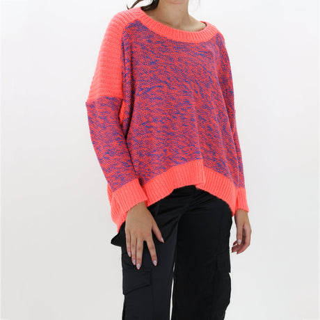 Image for Women's Cable Knit Sweater,Neon Pink