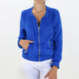 Image for Women's Full Zipper Satin Jacket,Indigo