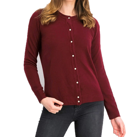Image for Women's Bead-Button Cardigan sweater,Burgundy