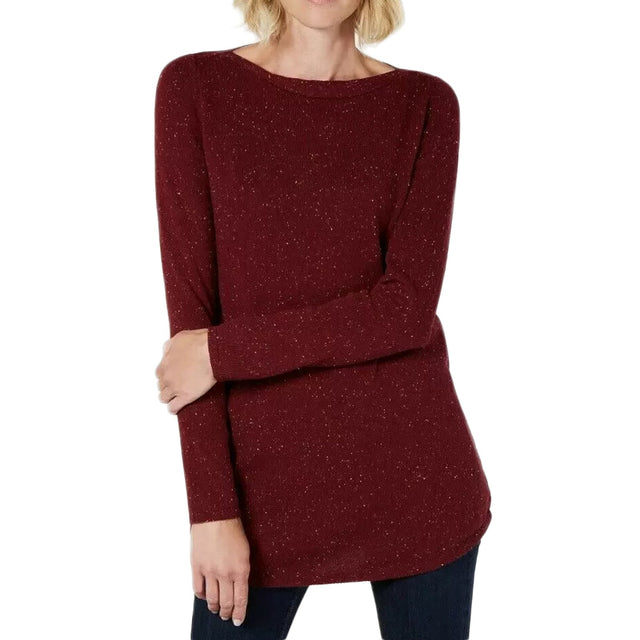 Image for Women's Textured Tunic Sweater,Burgundy