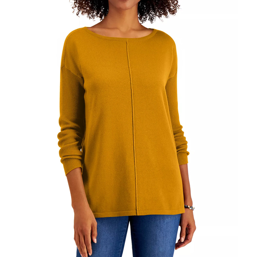 Image for Women's Seam Front Tunic Sweater,Mustard