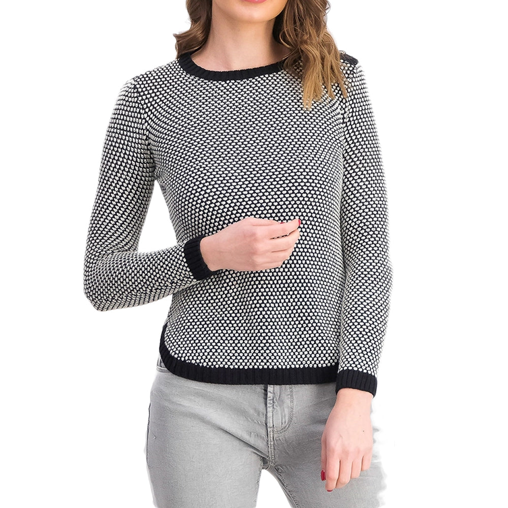 Image for Women's Textured Knit Sweater,Black/White