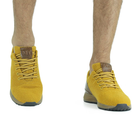 Image for Men's Lace Up Textile Shoes,Mustard