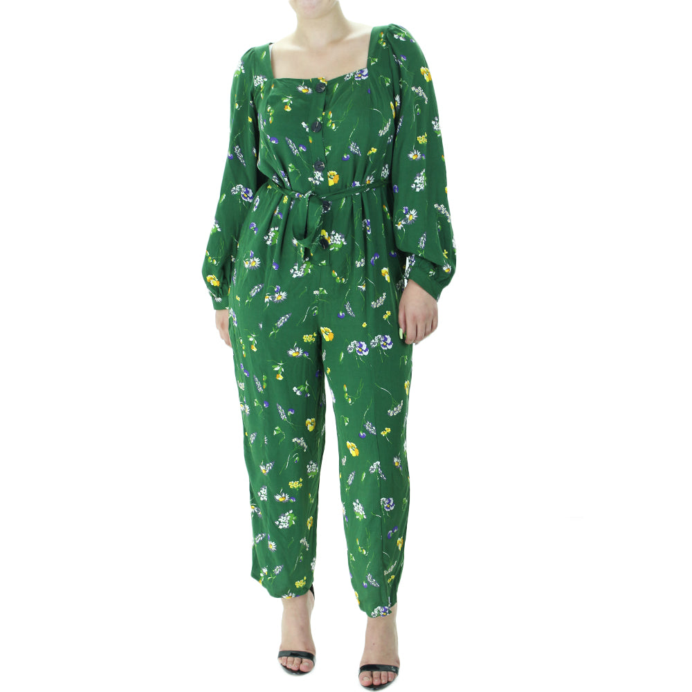 Image for Women's Floral Cropped Jumpsuit,Green