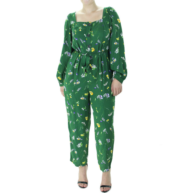 Image for Women's Floral Cropped Jumpsuit,Green