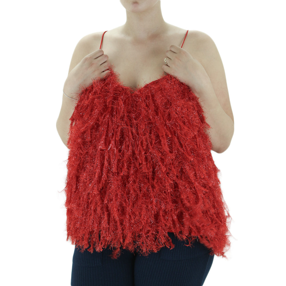 Image for Women's Eyelash Knit Classic Top,Red