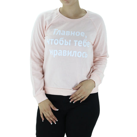 Image for Women's Text Print Sweaters,Pink