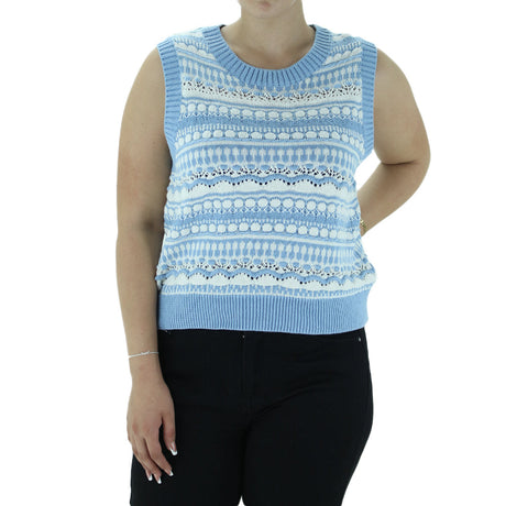 Image for Women's Crochet Sweaters,Blue/White