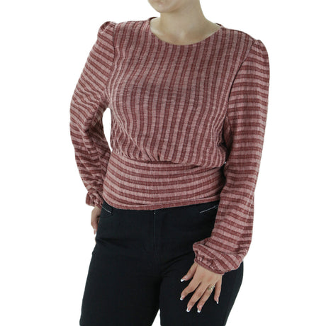 Image for Women's Striped Top,Burgundy