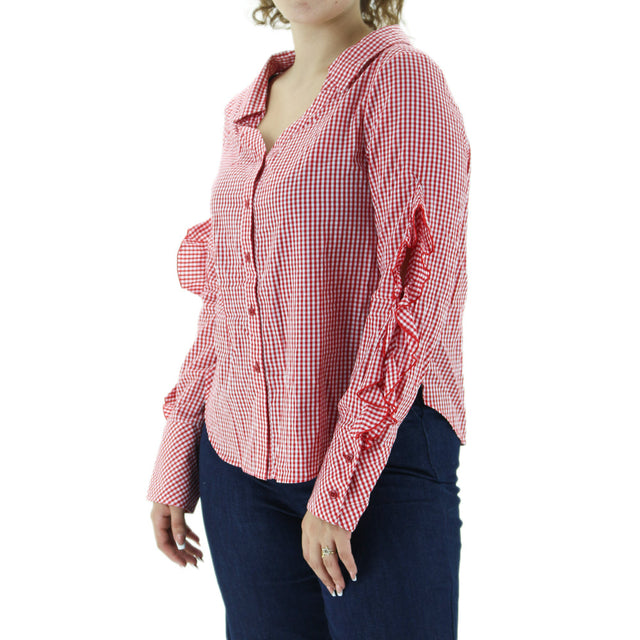 Image for Women's Strappy Back Plaid Shirt,Red/White