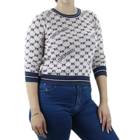 Image for Women's Printed Sweater,Pink/Burgundy