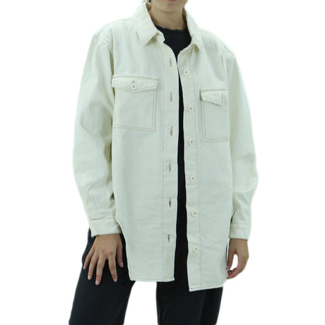 Image for Women's Asymmetric Denim Jacket,Off White