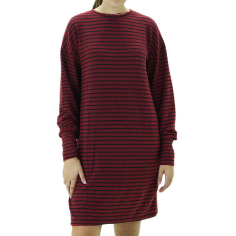 Image for Women's A-Line Striped Dress,Burgundy/Black