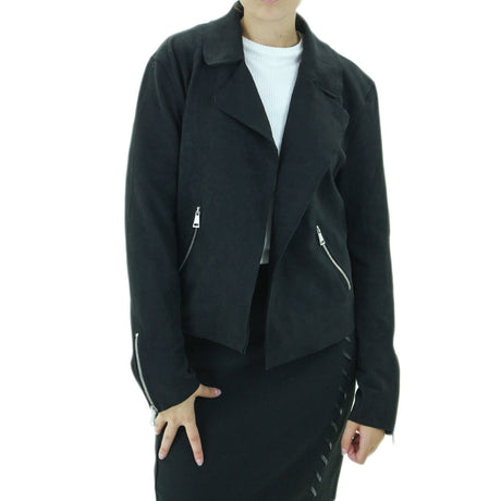 Image for Women's Velvet Plain Blazer,Black