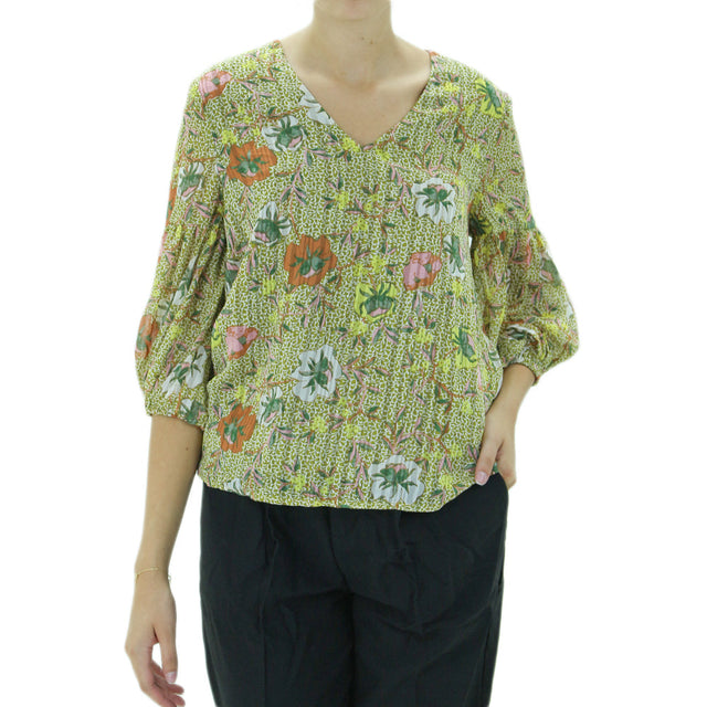 Image for Women's Floral Print Casual Top,Olive