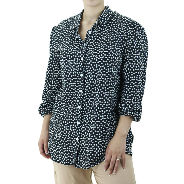 Image for Women's Floral Casual Shirt,Black/White