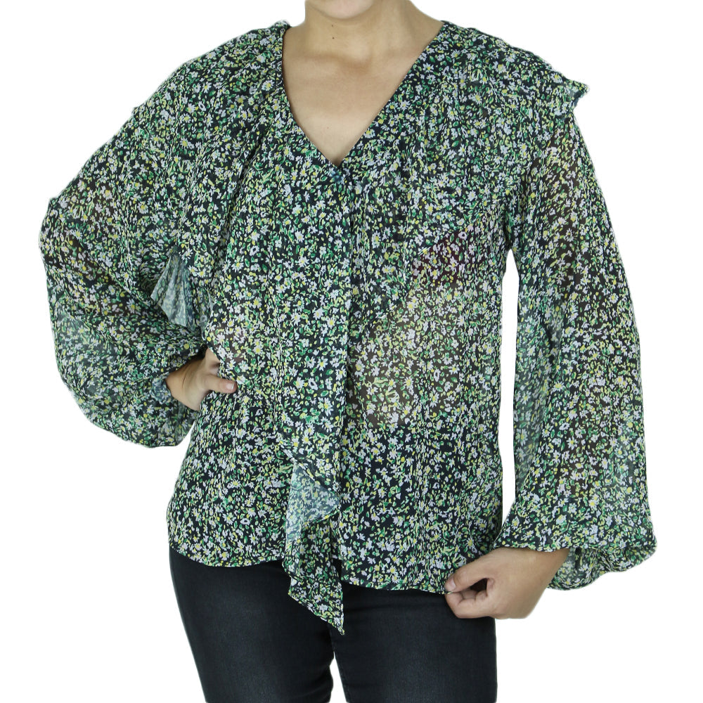 Image for Women's Graphic Printed Top,Black/Green