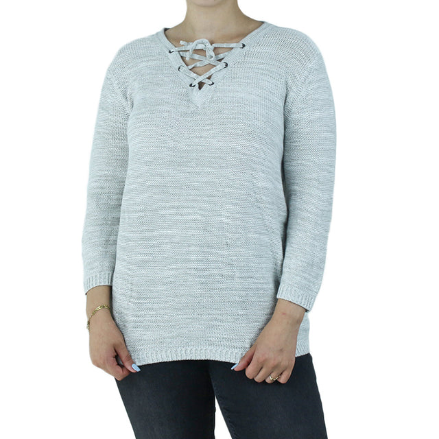 Image for Women's Strappy V-Neck  Sweater,Light Grey