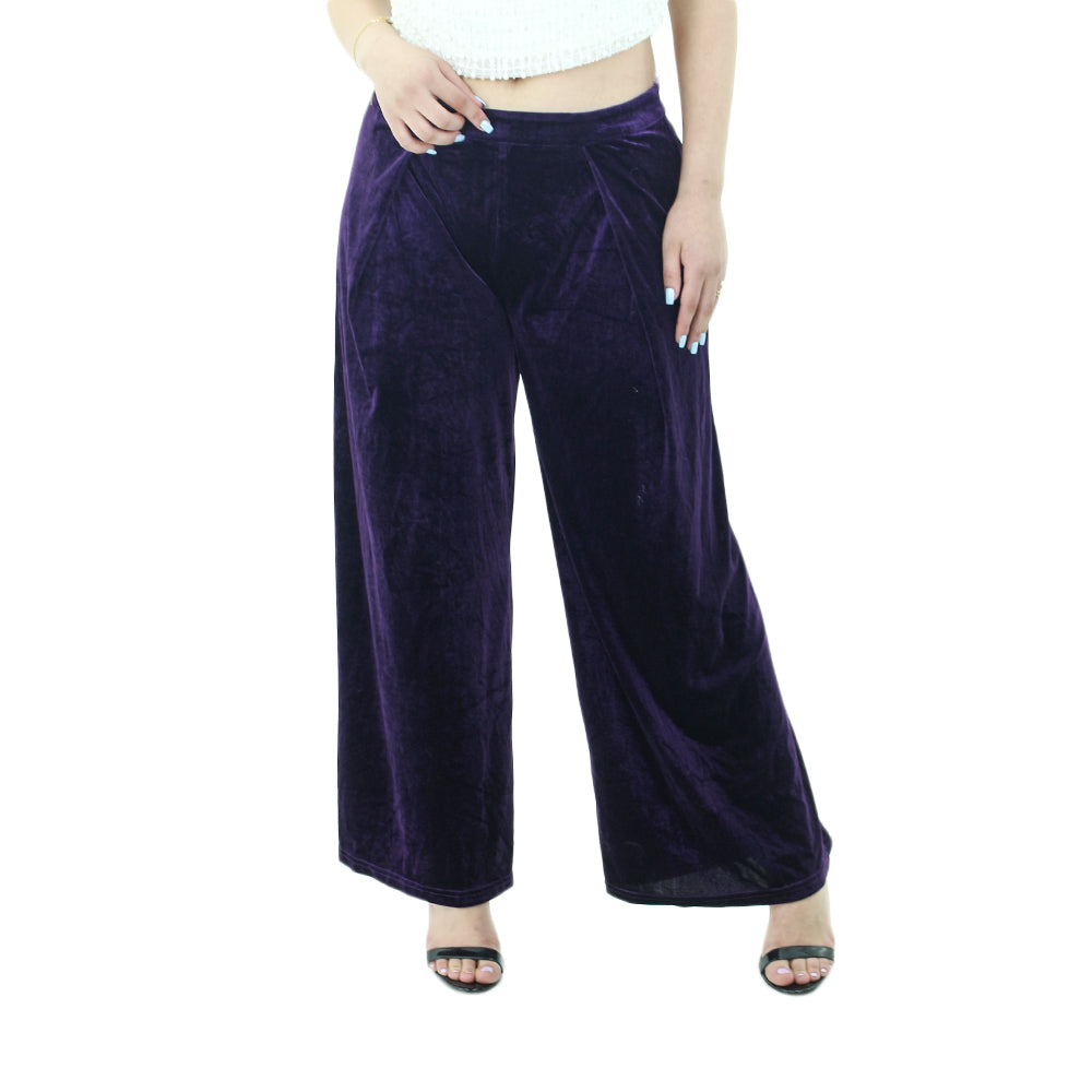 Image for Women's Wide-Leg Velvet Formal Pant,Dark Purple